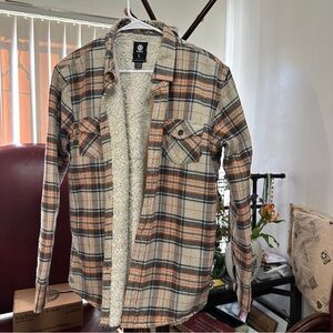 Element Sherpa Lined Plaid Flannel Jacket Shirt Mens L Button Front Shacket